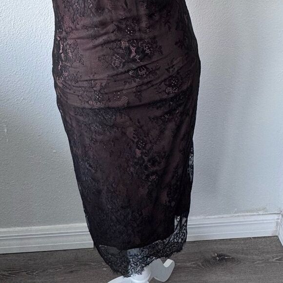 Commense Black Lace Dress Bronze Lining Bustier Straps Small NEW - Picture 7 of 14